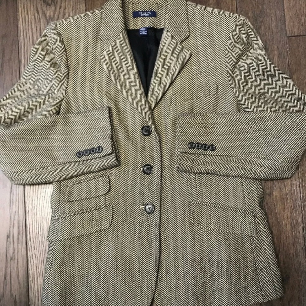 CHAPS Women’s Herringbone Blazer Black/Tan 8